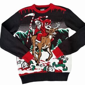 Ugly Christmas Sweater Black Matter Krampus Demon Sweater Small Unisex